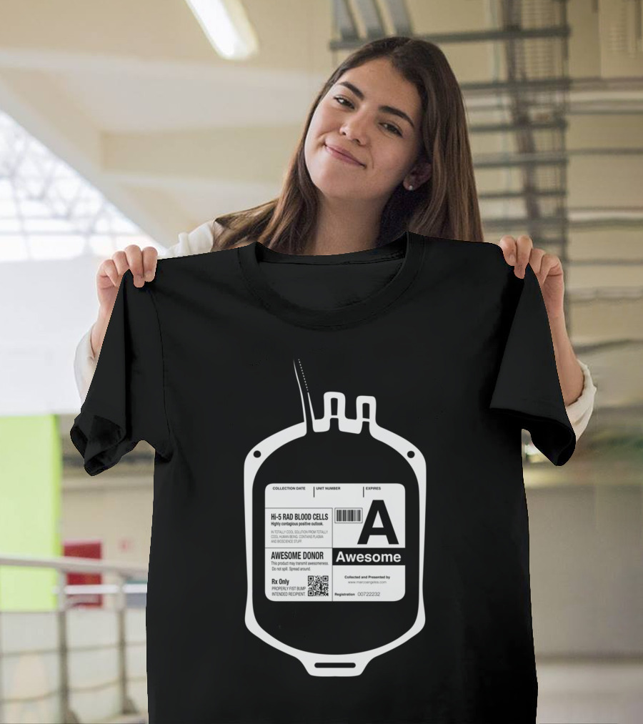My Bloodtype Is A Awesome Donor Hi-5 Rad Blood Cells T-Shirt
