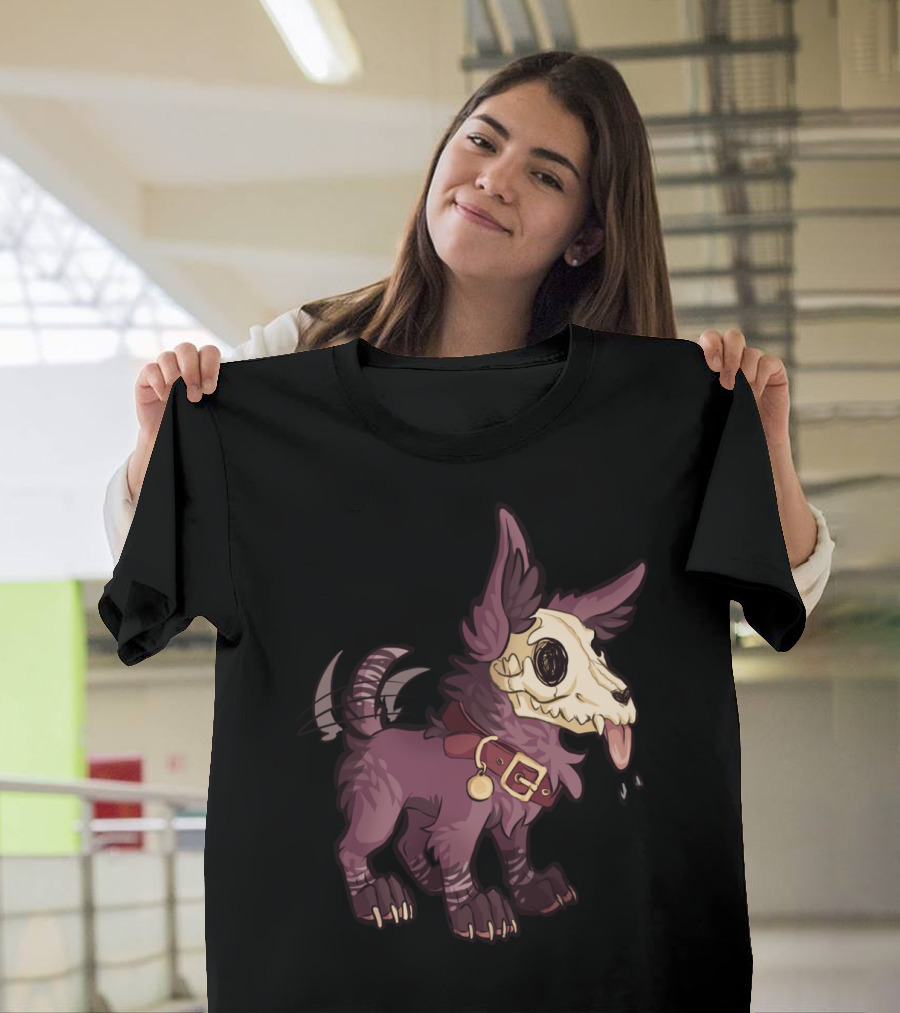 SkullPuppy Leather Collar Dripping Tongue Skeleton Face T-Shirt