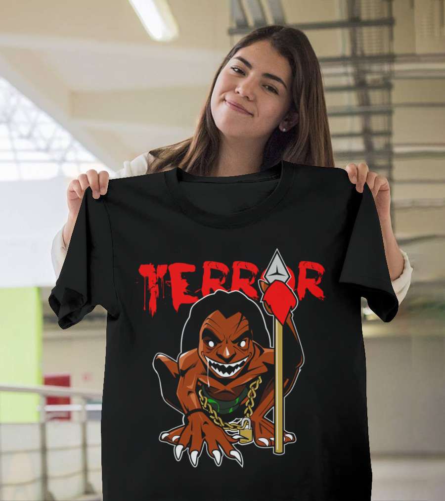 Terror Doll Creepy Cartoon Character with Spear T-Shirt