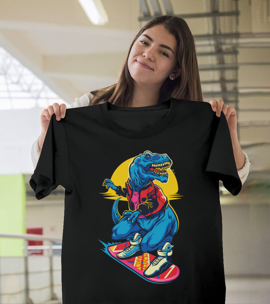 Rex To The Future Hoverboard T-Rex Skateboard Retro Jacket T-Shirt