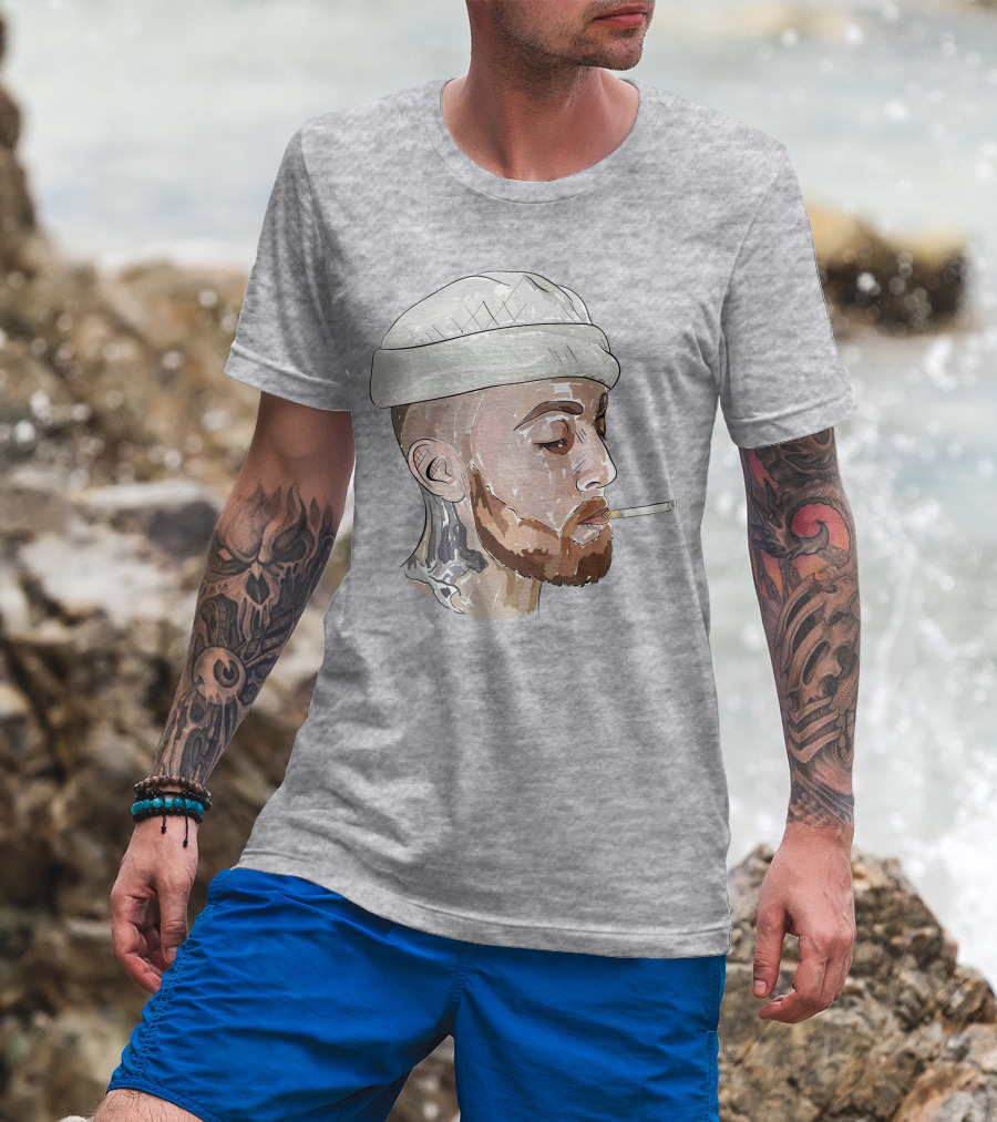 Graphic Beanie Skull Smoking T-Shirt