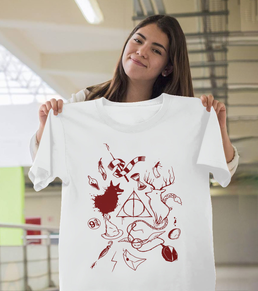 Marauder's Enchantment Wizardry Icons With Hogwarts Elements And Magical Creatures T-Shirt