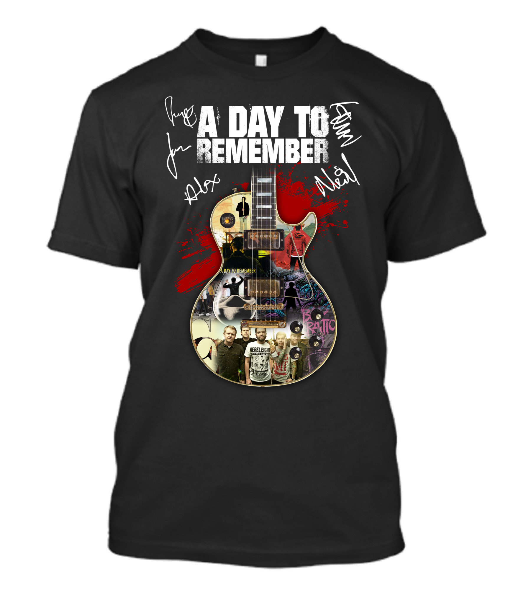 A Day To Remember Signed Guitar Collage T-Shirt