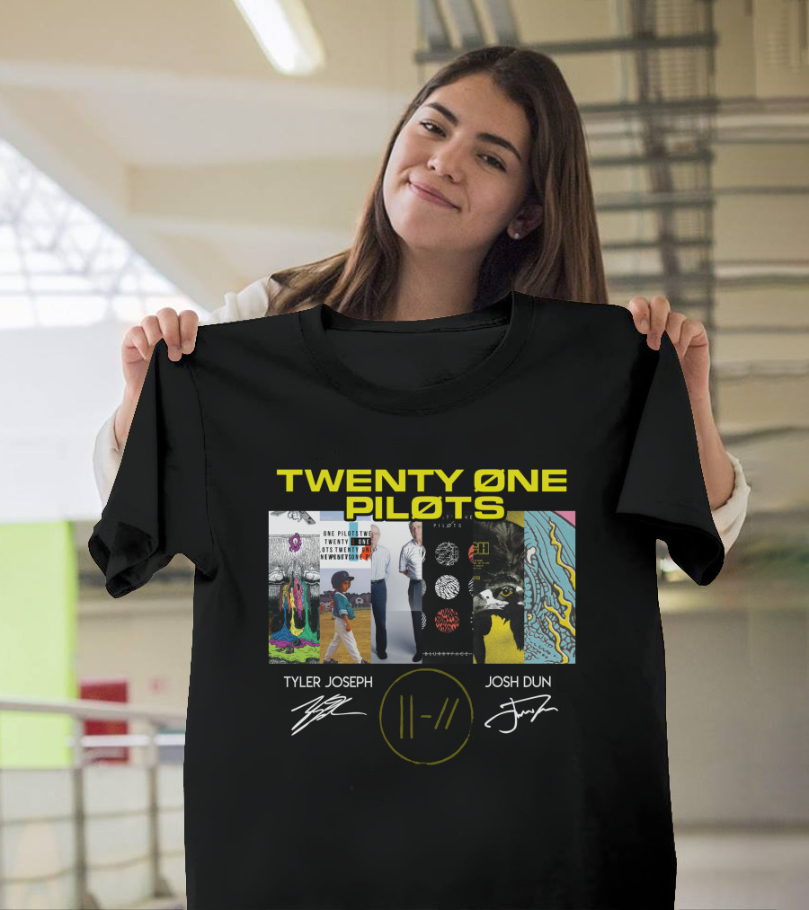 Twenty Øne Piløts Album Art And Signatures Tyler Joseph Josh Dun T-Shirt