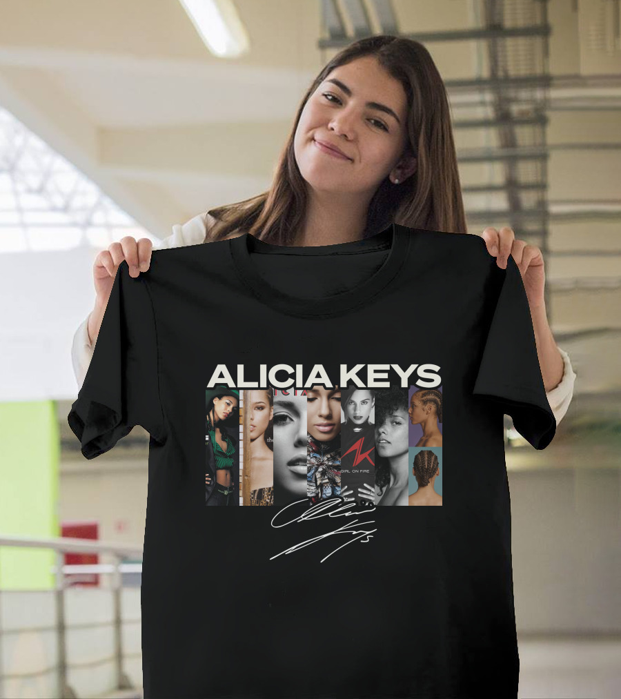 Alicia Keys Girl On Fire Signature Collage T-Shirt