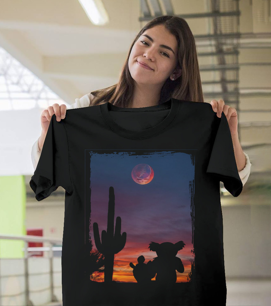 Cactus GD Grateful Dead Bear Desert Silhouette Moon Sunset T-Shirt