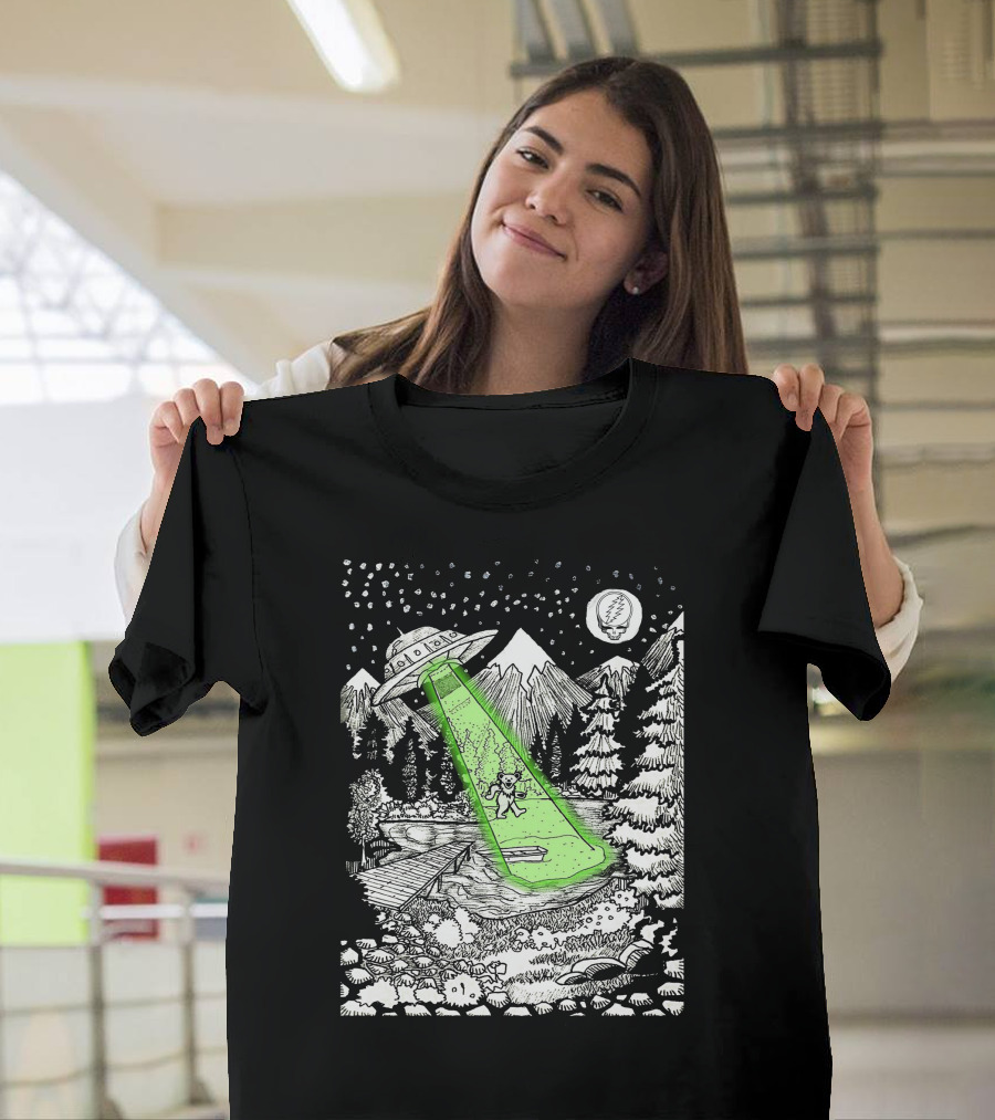 Space GD Abduction Scene With UFO And Astronaut In Forest T-Shirt