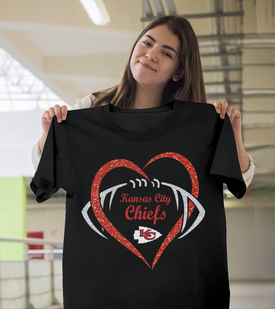 Kansas City Chiefs Heart Football T-Shirt
