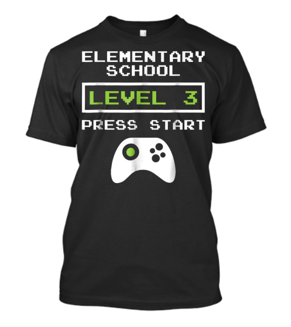 Elementary School Level 3 Press Start Video Game Controller T-Shirt