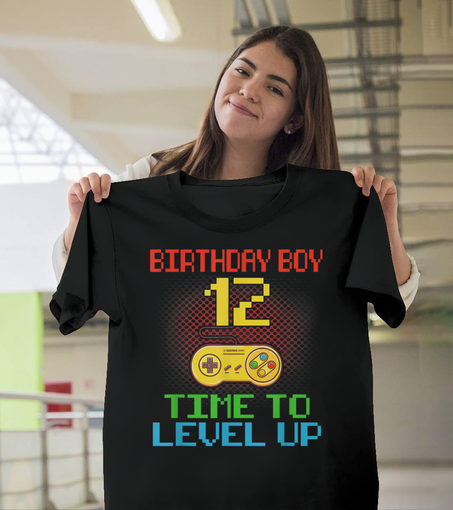Birthday Boy 12 Level Up Time with Game Controller T-Shirt