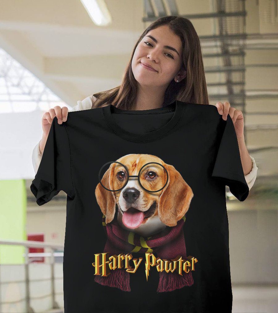 Harry Pawter Beagle Puppy with Glasses and Scarf T-Shirt