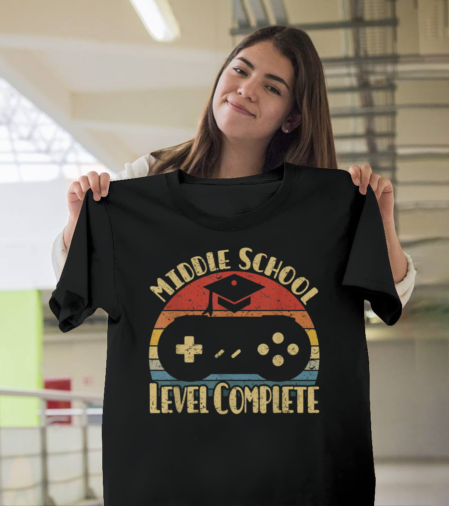 Middle School Level Complete Graduation Gamer Retro Controller T-Shirt