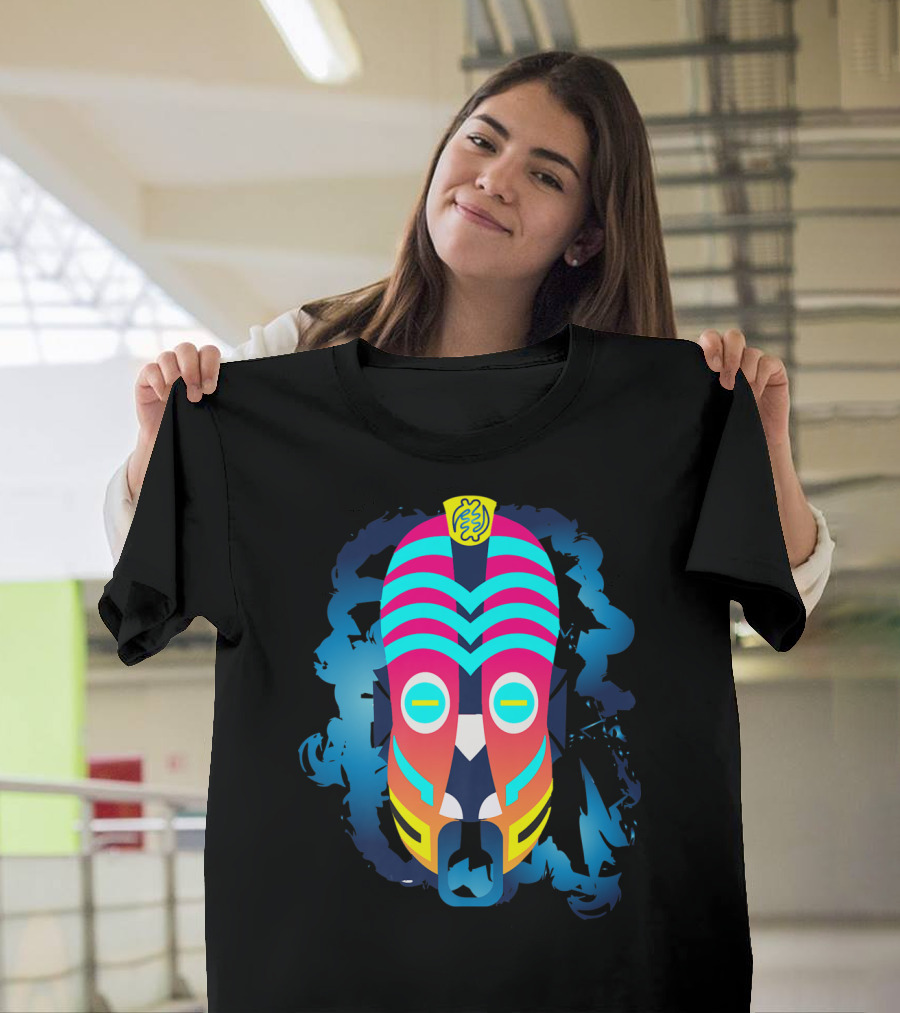 Oduponkpehe Agama Smoke Warrior Mask Colorful Tribal T-Shirt