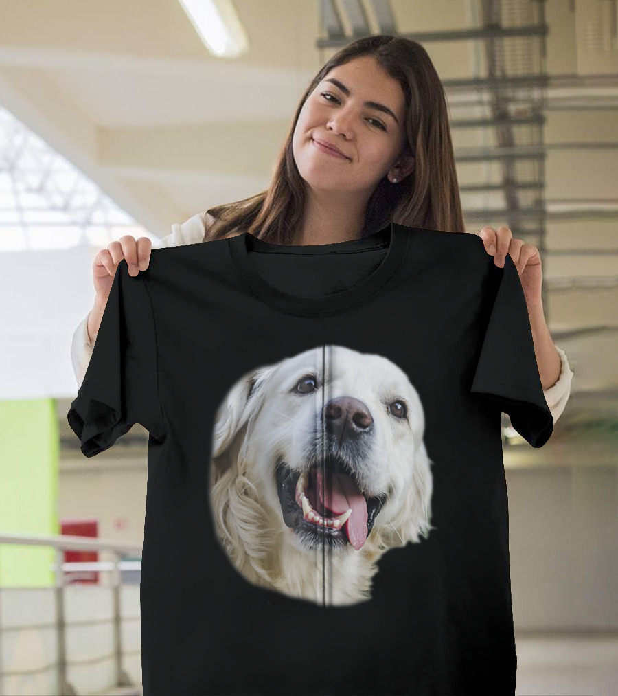 Golden Retriever Face with Zipper Effect T-Shirt