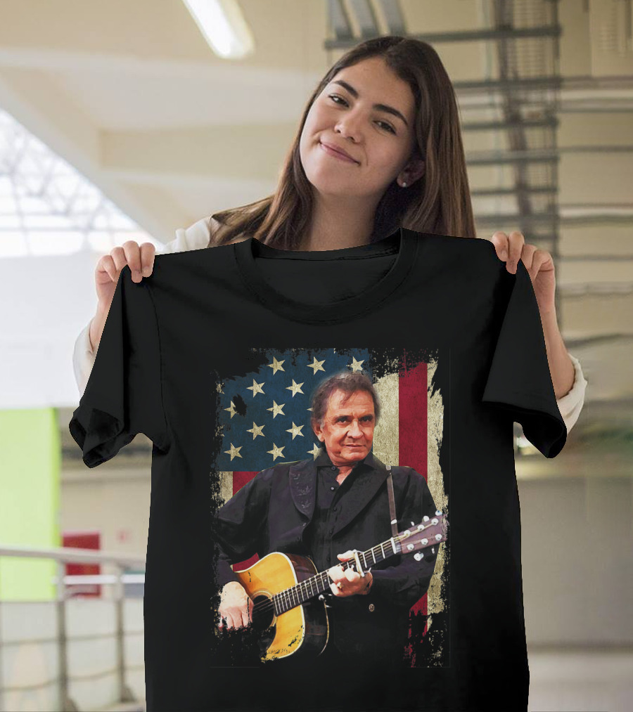 JOHNNY CASH AMERICAN FLAG VINTAGE LEGENDS NEVER DIE T-Shirt