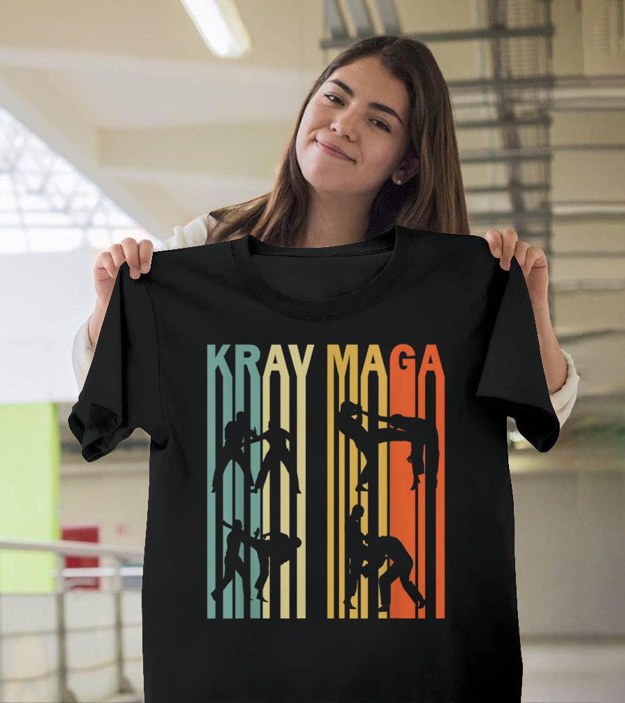 Krav Maga Vintage 70's Silhouette Martial Arts Moves T-Shirt
