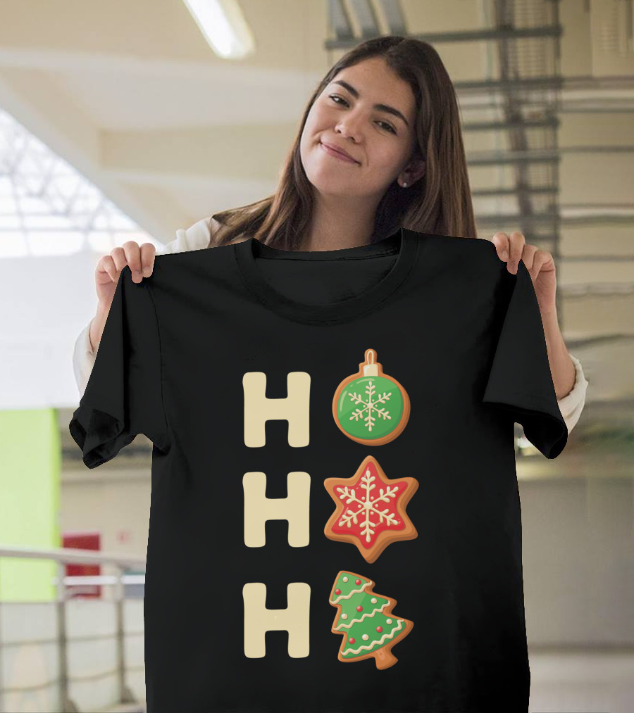 Ho Ho Ho Cute Christmas Cookie with Decorated Ornaments T-Shirt