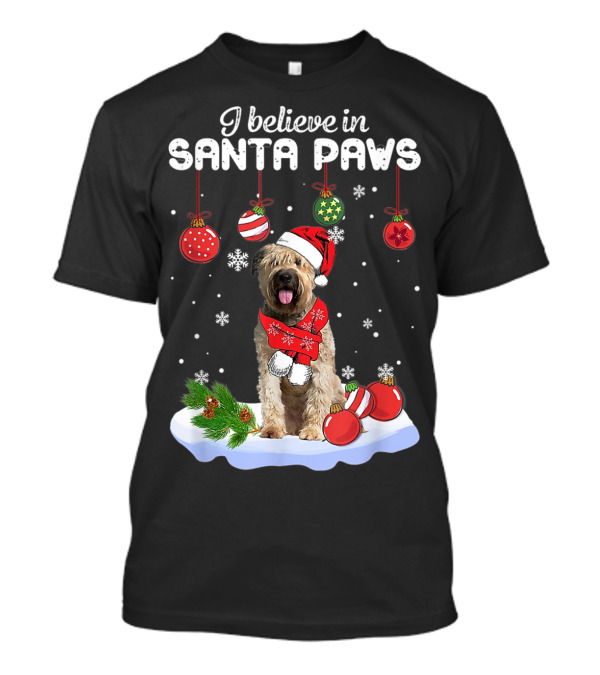 I Believe In Santa Paws Funny Santa Bouvier Des Flandres Claus Dog T-Shirt
