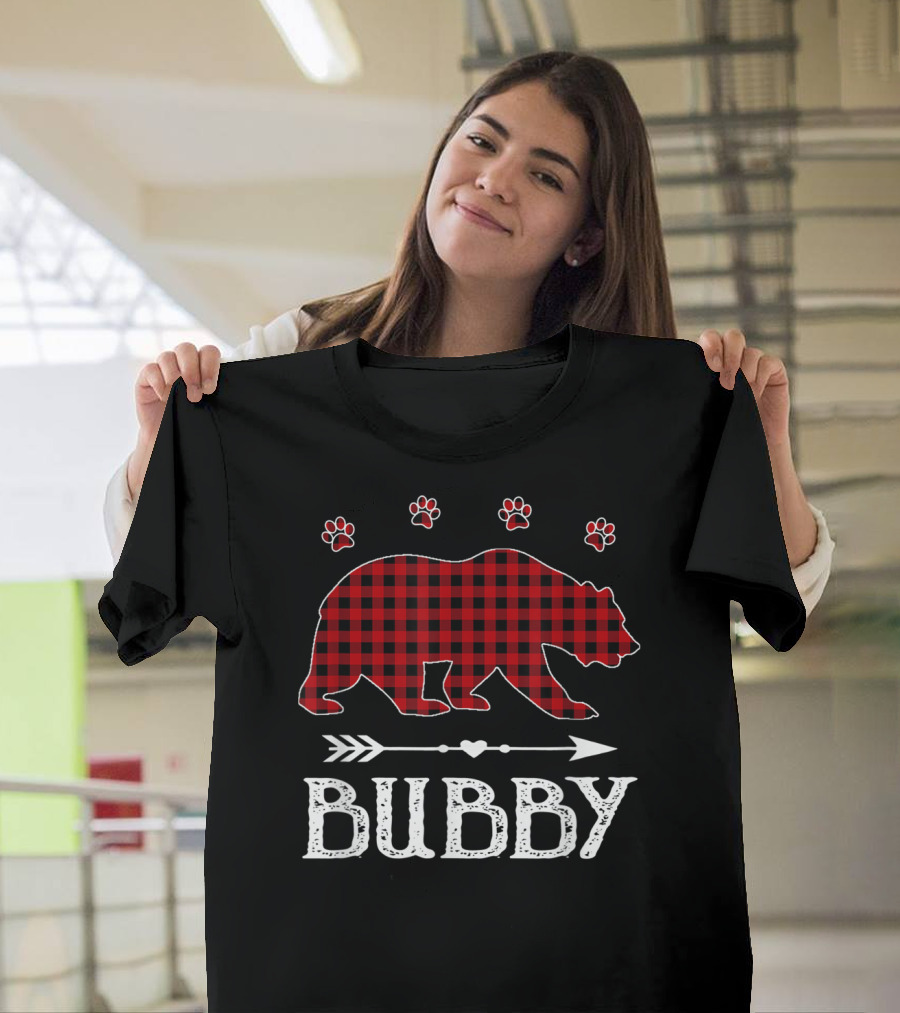 BUBBY RED PLAID BEAR PAW PRINTS MATCHING BUFFALO T-Shirt