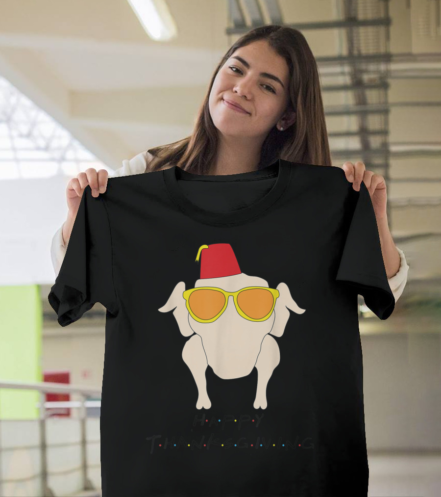 HAPPY THANKSGIVING TURKEY WITH FEZ AND SUNGLASSES T-Shirt