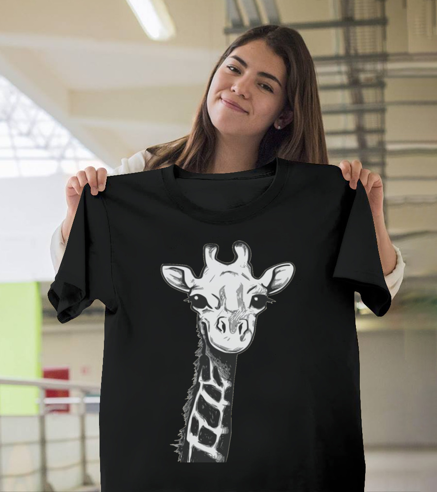 Giraffe Animal Safari Zoo Wildlife Sketch T-Shirt