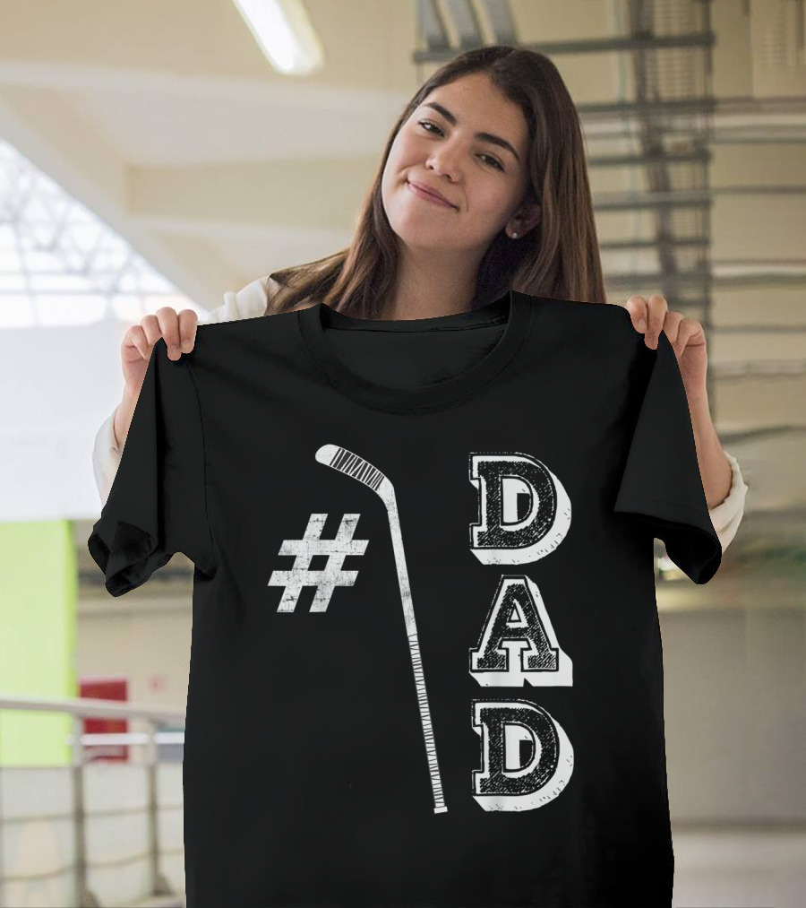 1 Dad Papa Number One Ice Hockey Dad T-Shirt