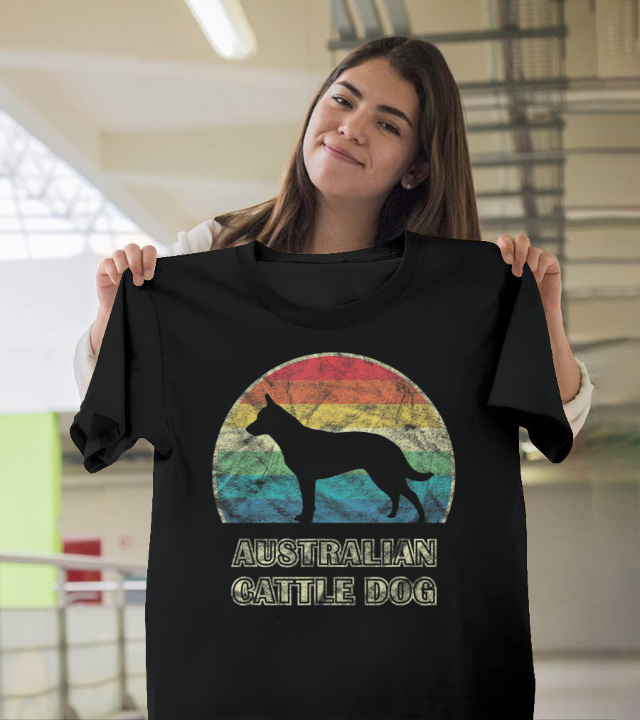 Australian Cattle Dog Vintage Style Rainbow T-Shirt