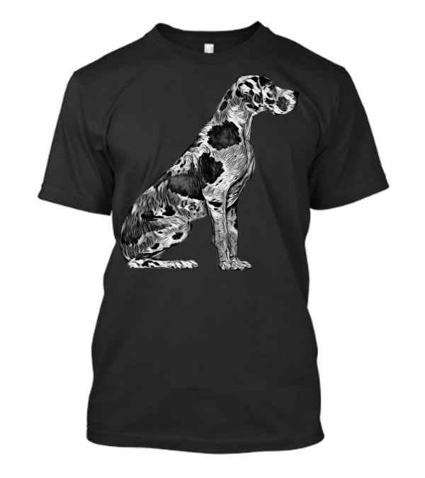 Black And White Great Dane Dog Profile T-Shirt