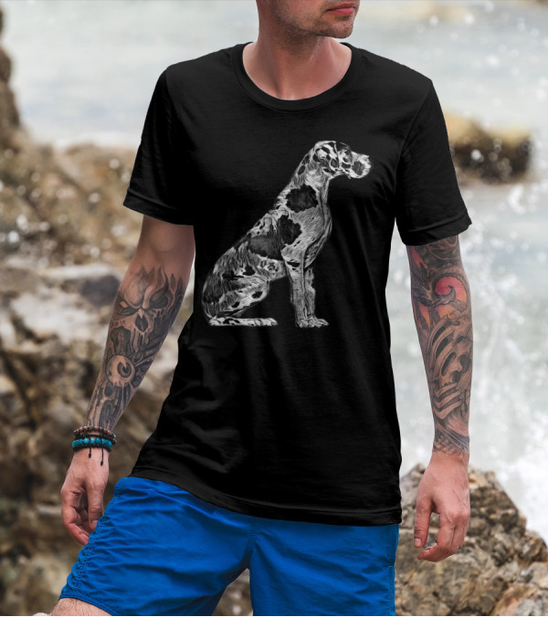 Black And White Great Dane Dog Profile T-Shirt