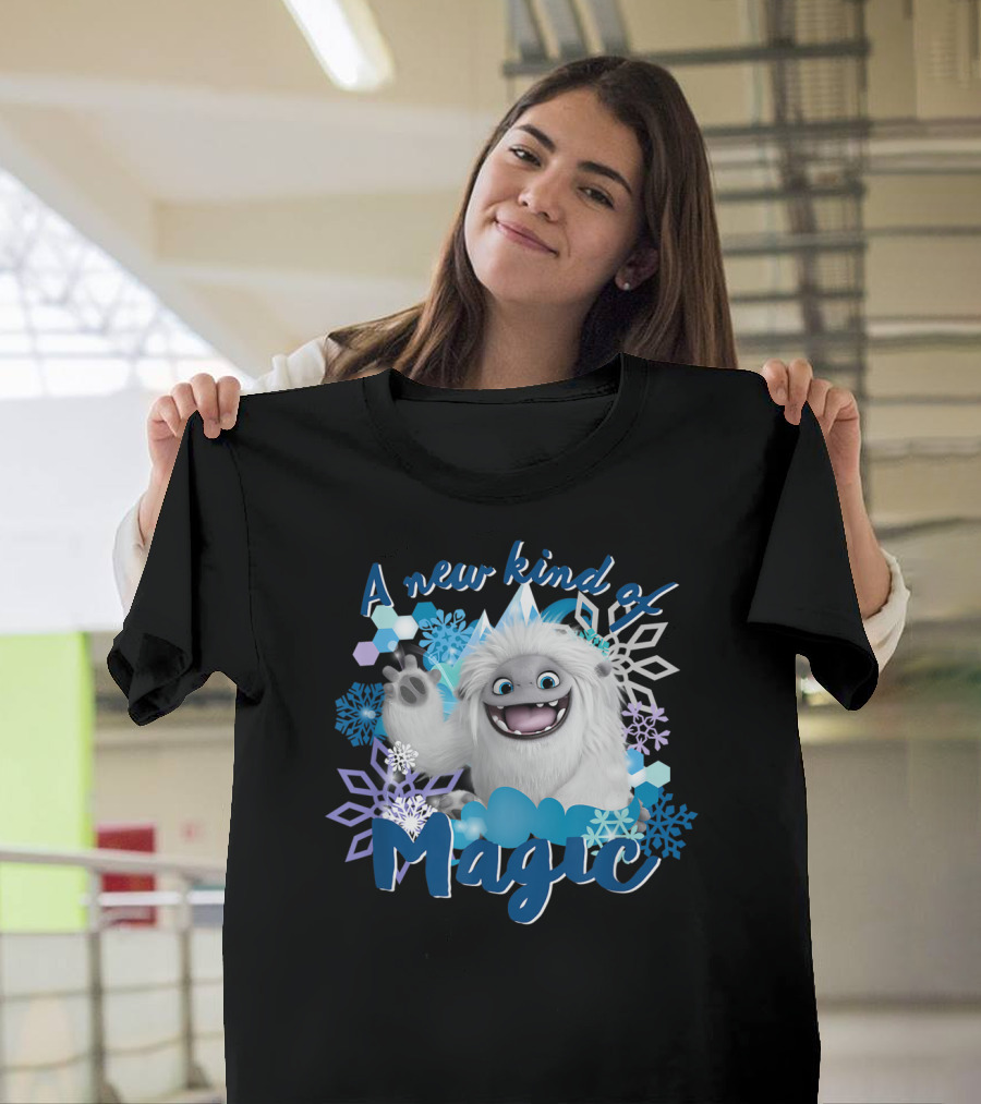 Dreamworks Abominable A New Kind of Magic Snowflakes Blue Hexagons T-Shirt