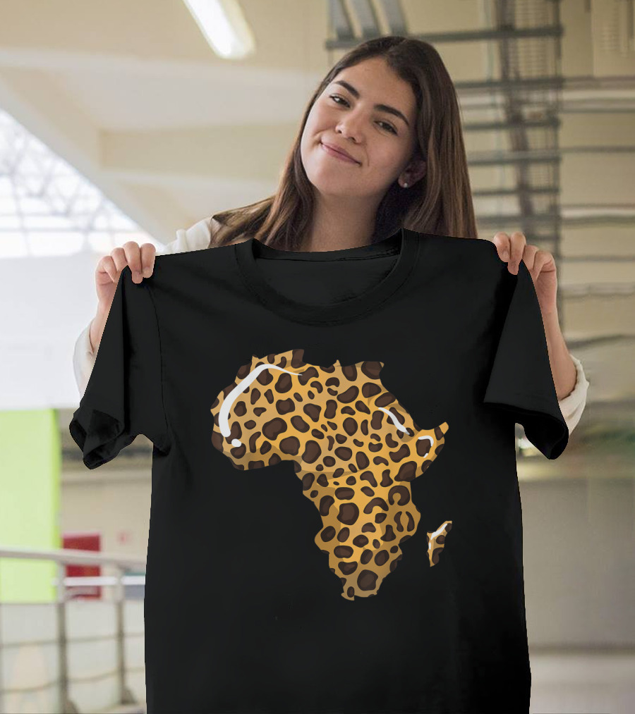 Cute Leopard Print Africa Shape Cheetah Spots T-Shirt