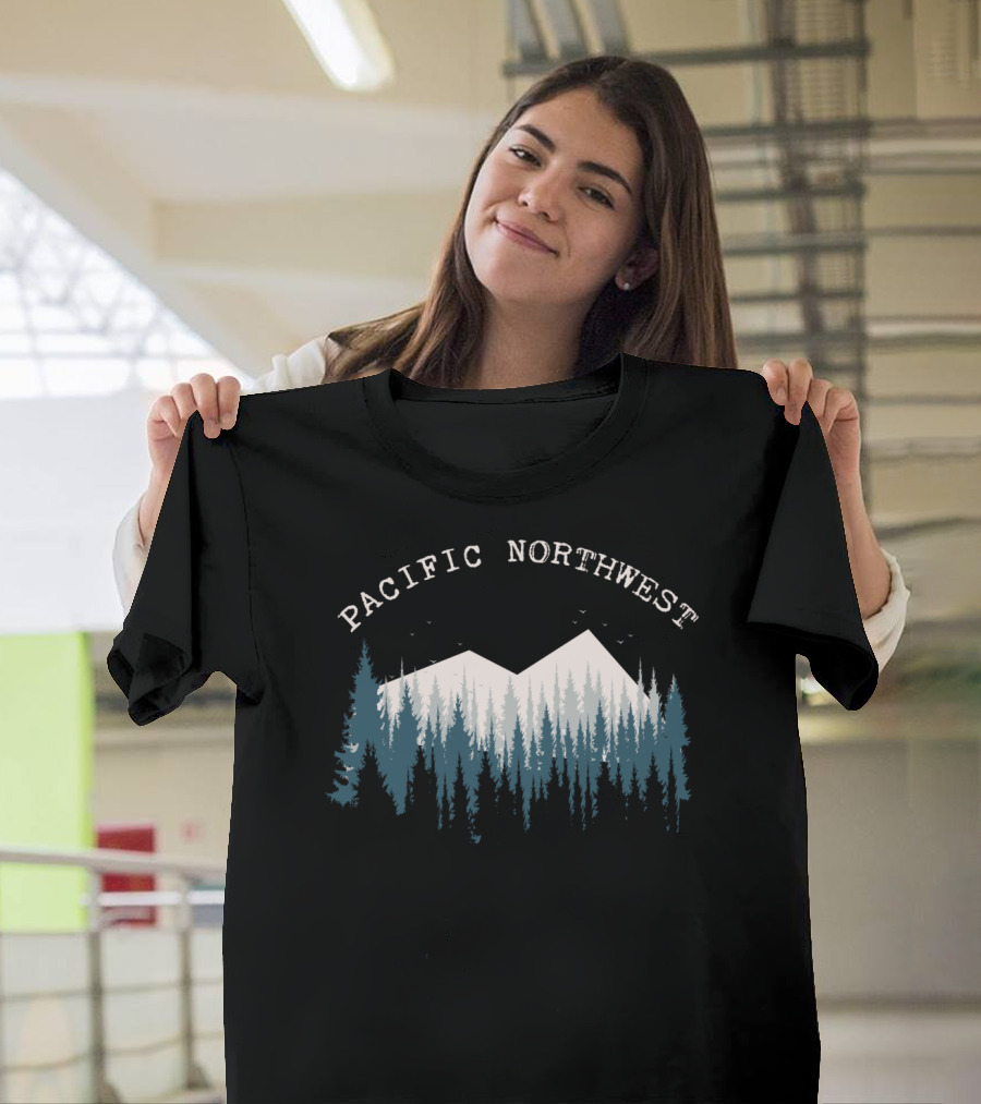 Pacific Northwest Mountains and Pine Trees Landscape T-Shirt