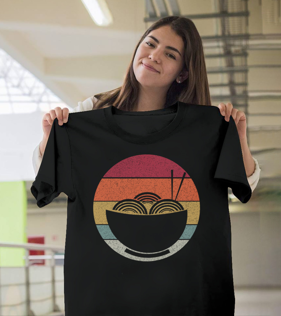 Retro Vintage Japanese Ramen Anime Circle with Stripes T-Shirt