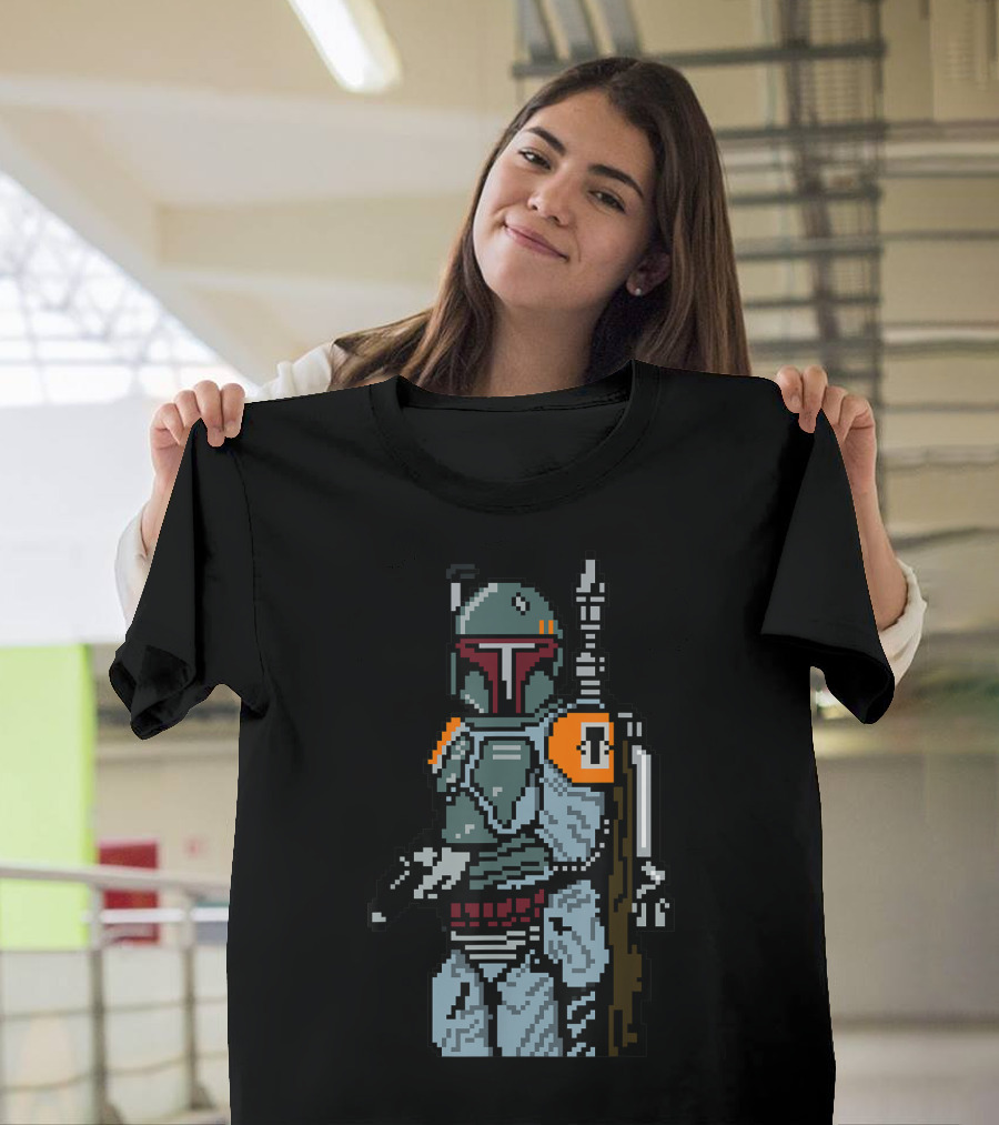 Star Wars 8Bit Pixel Boba Fett Bounty Hunter Iconic T-Shirt