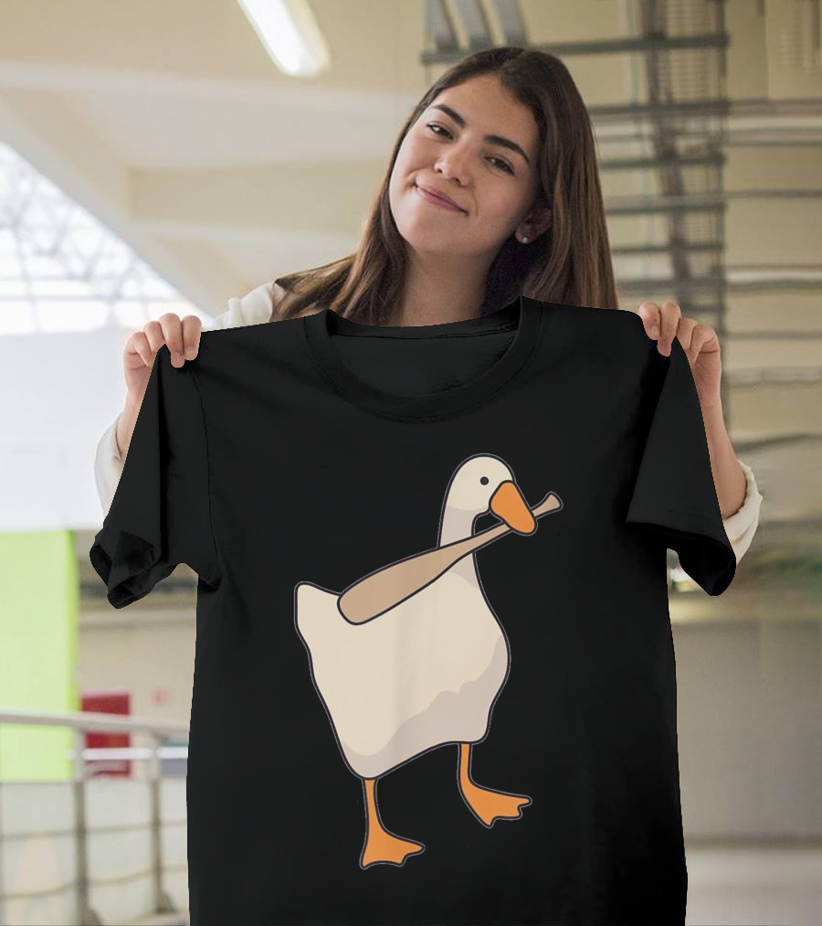 Untitled Goose Funny Game With Bat Carrying Goose T-Shirt