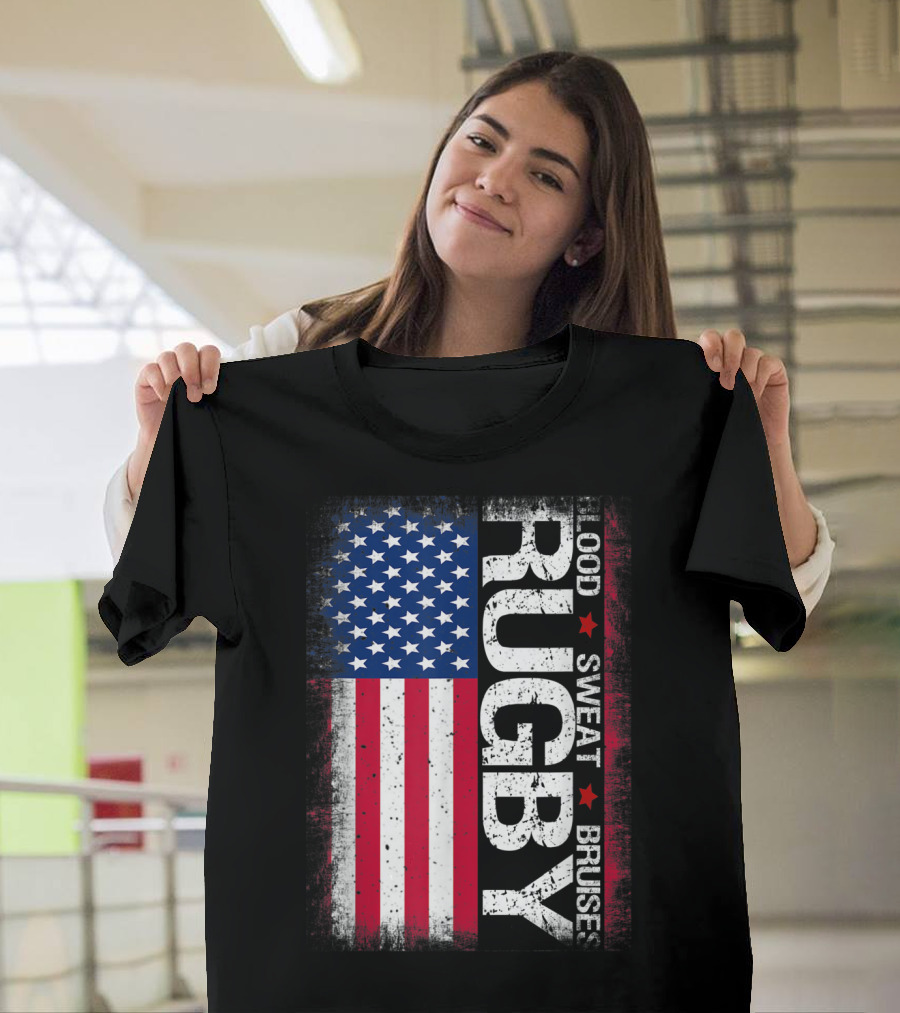Usa Rugby American Flag Blood Sweat Bruises T-Shirt