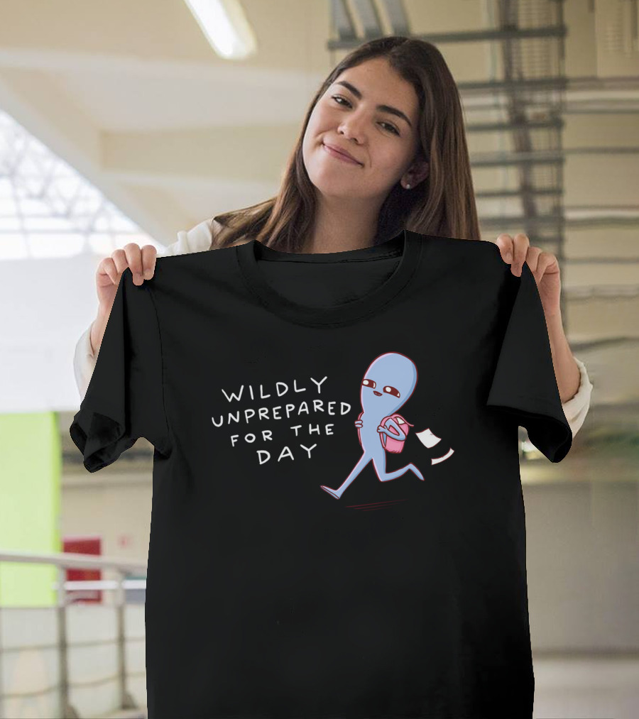 Wildly Unprepared For The Day Alien Running with Backpack T-Shirt