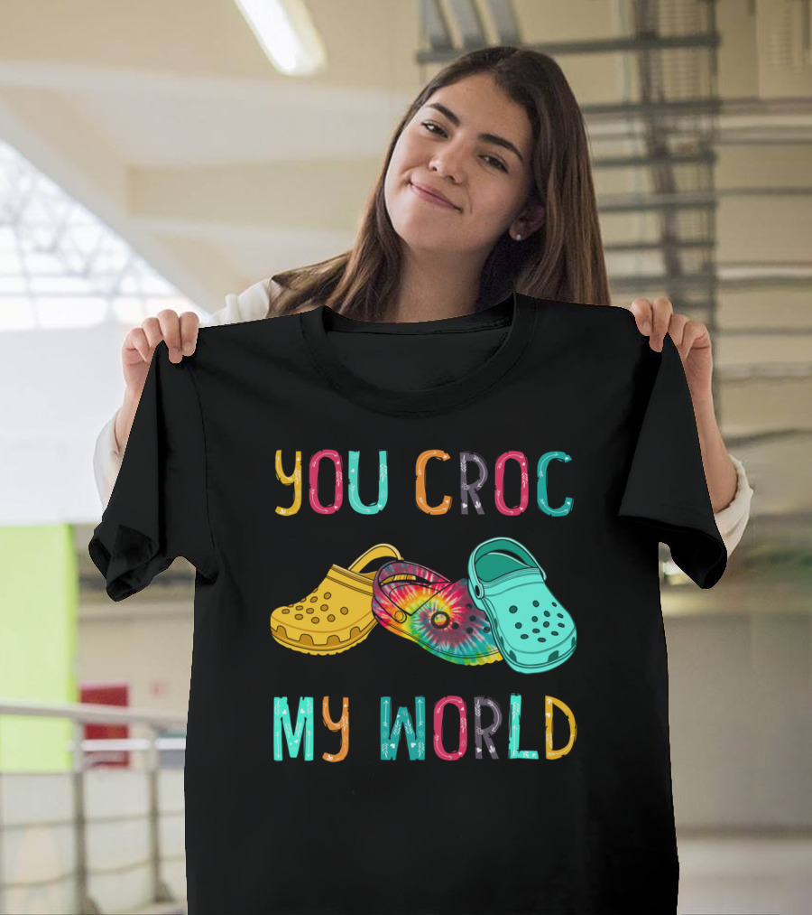 YOU CROC MY WORLD Yellow Blue Tie-Dye Crocs T-Shirt