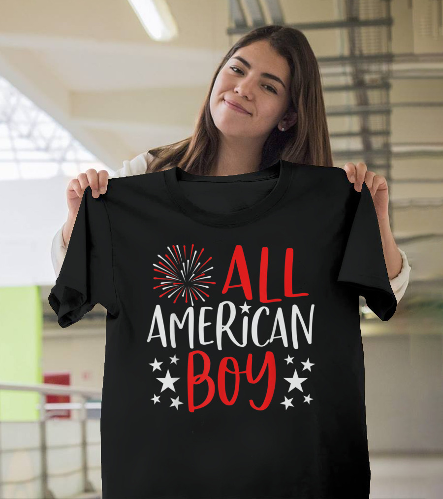 4th of July All American Boy Family Matching Stars Fireworks T-Shirt