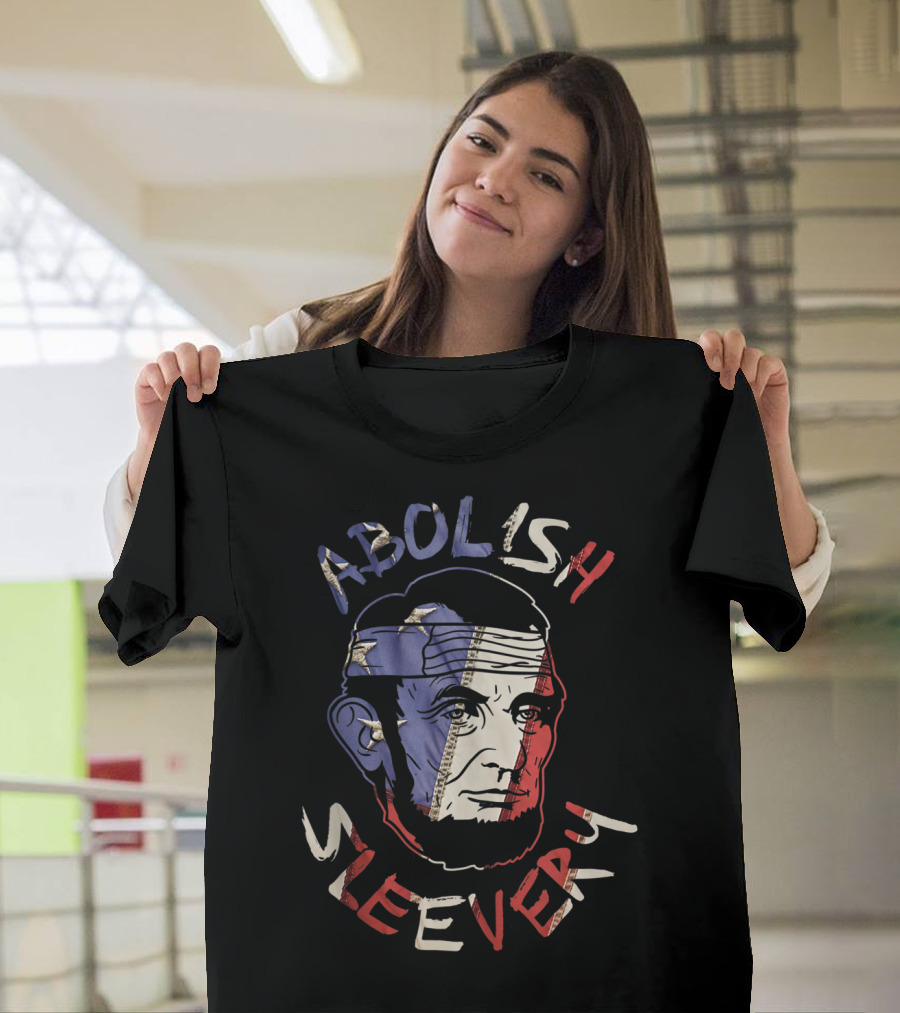 Abolish Sleevery Abe Lincoln Red White Blue Funny US T-Shirt