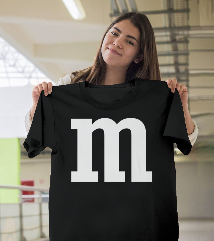 Alphabet M Lower Case Letter Bold White Typography T-Shirt