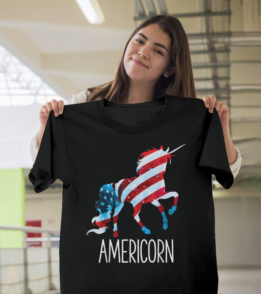 Americorn Patriotic Unicorn 4th of July Merica T-Shirt