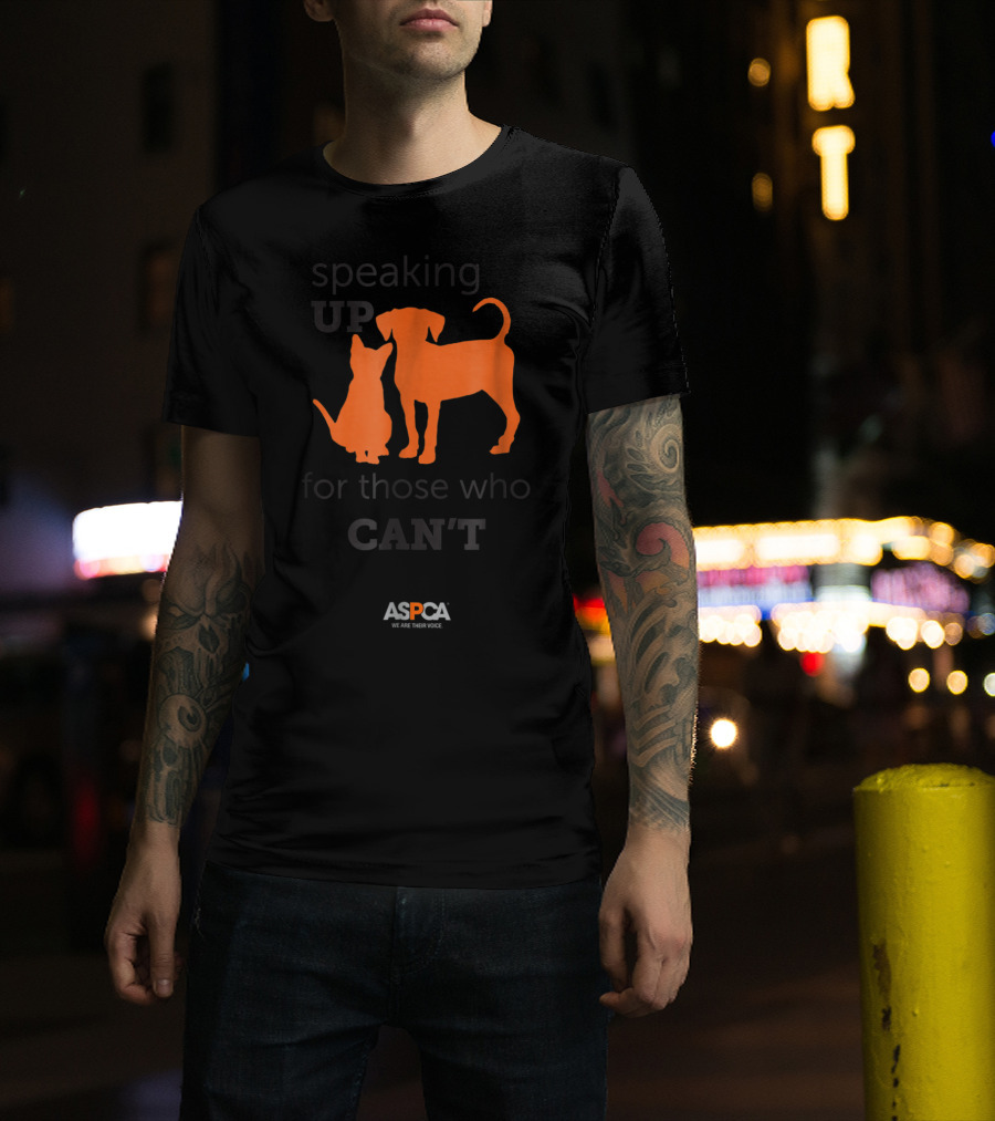 ASPCA Speaking Up For Those Who Can't With Orange Dog And Cat T-Shirt