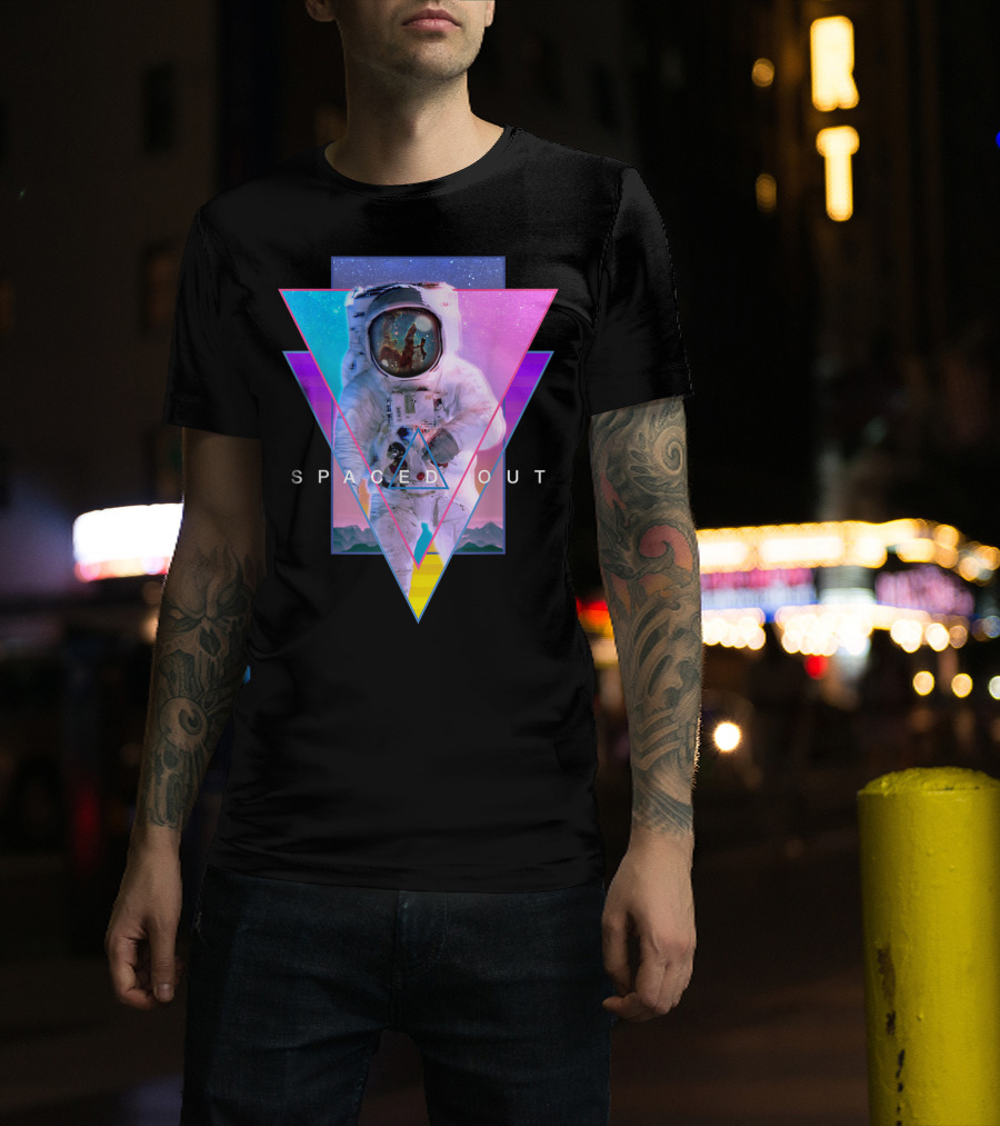 Spaced Out Astronaut Vaporwave Aesthetic Triangles T-Shirt