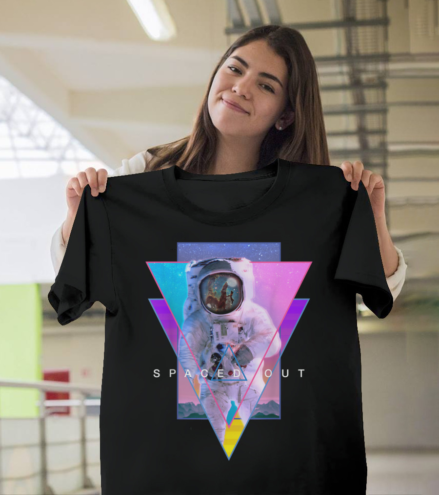 Spaced Out Astronaut Vaporwave Aesthetic Triangles T-Shirt
