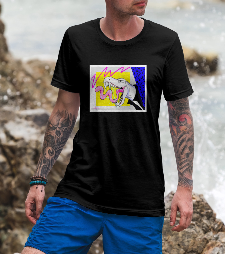 '80's Babe Neon Dinosaur Art' T-Shirt
