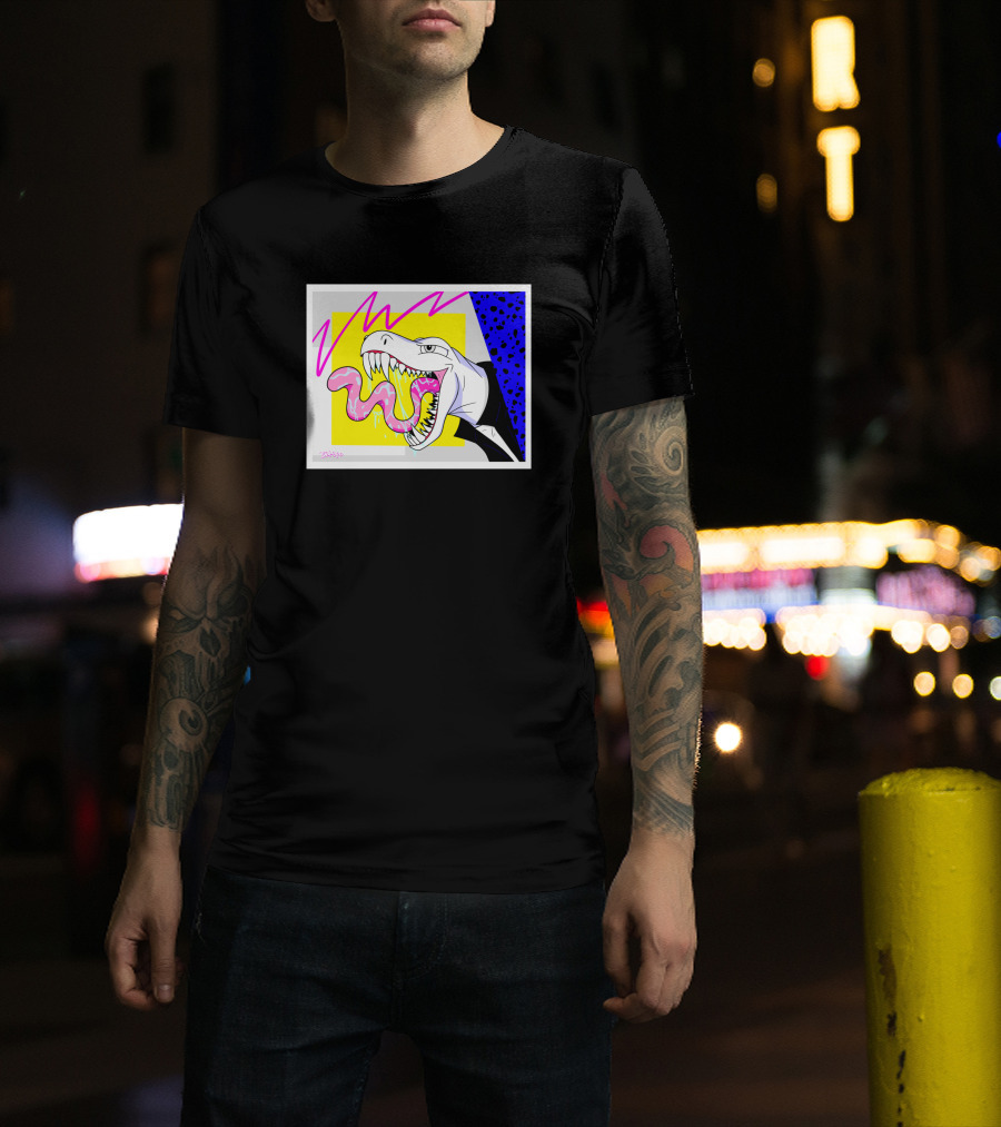 '80's Babe Neon Dinosaur Art' T-Shirt