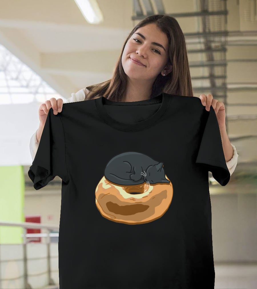 Bagel Cat Black Sleeping On Bagel 1230319 T-Shirt