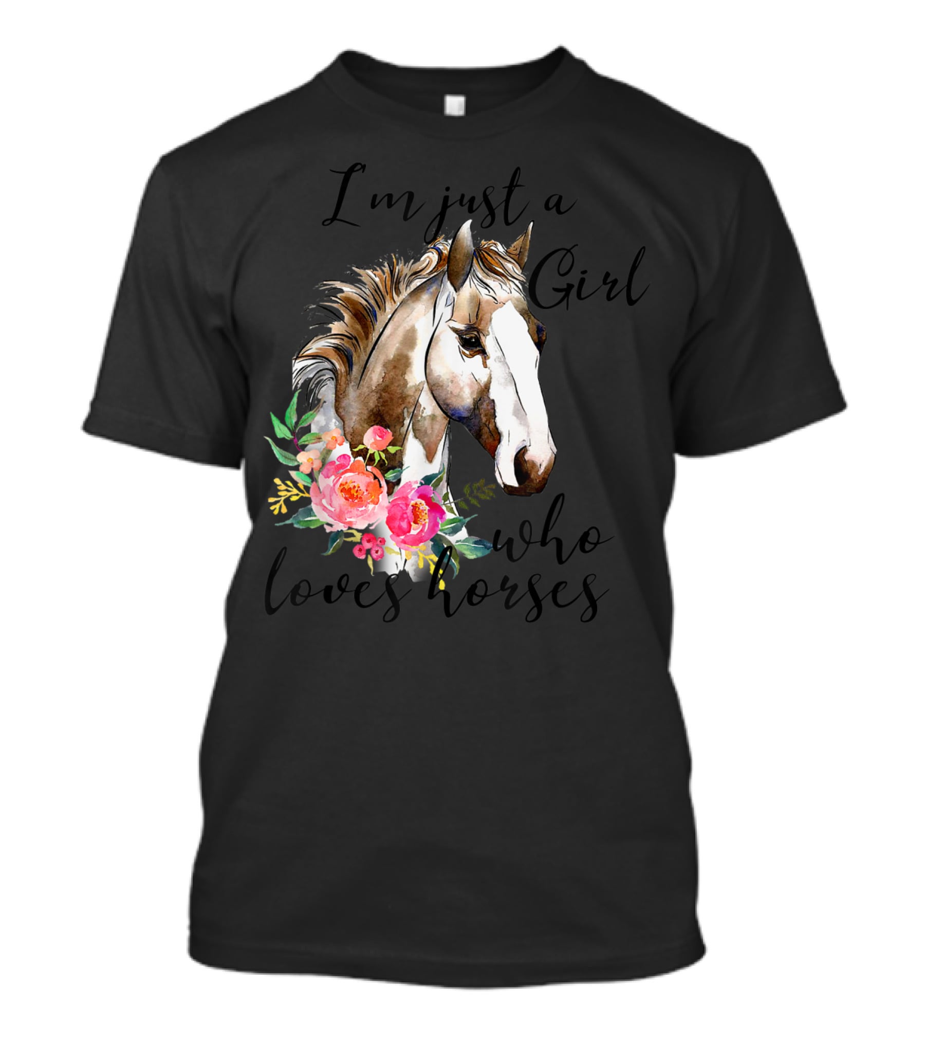 I'm Just A Girl Who Loves Horses Floral Horse T-Shirt
