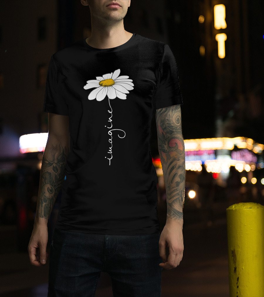 Imagine Flower Daisy Text T-Shirt
